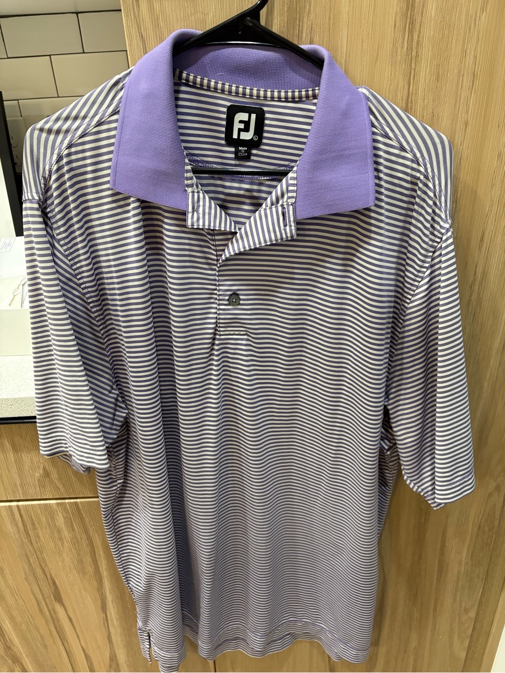 FootJoy Lavender and White Striped Golf Polo